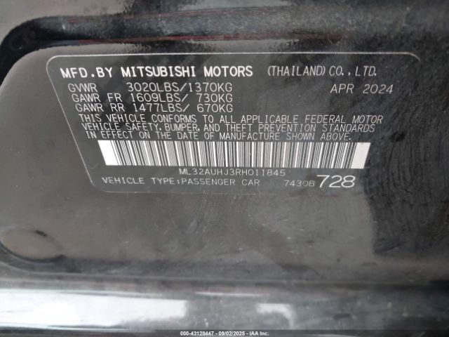2024 MITSUBISHI MIRAGE ML32AUHJ3RH011845 Photo 8