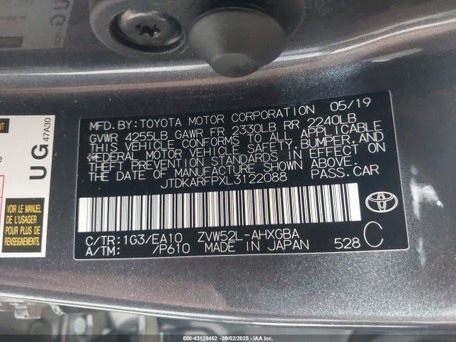 JTDKARFPXL3122088 Toyota 2zr-fxe+1nm+1sm