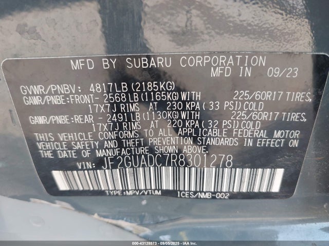 JF2GUADC7R8301278 Subaru na