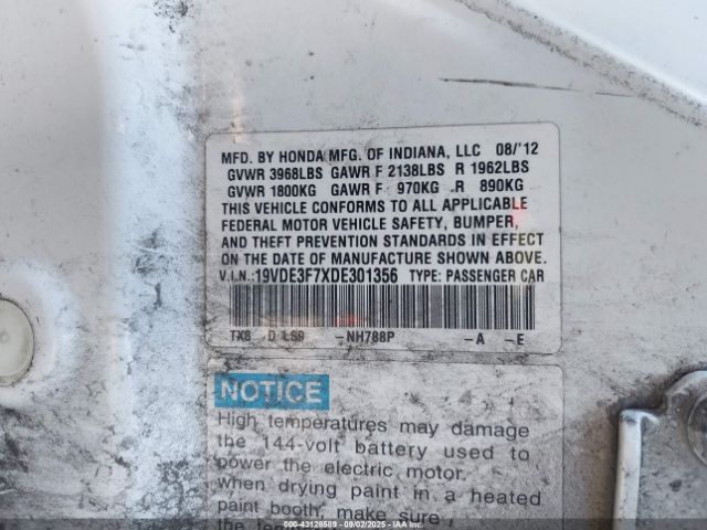 2013 ACURA ILX HYBRID 19VDE3F7XDE301356 Photo 8