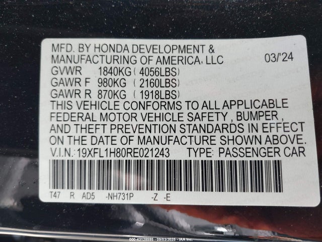 19XFL1H80RE021243 Honda l15b7