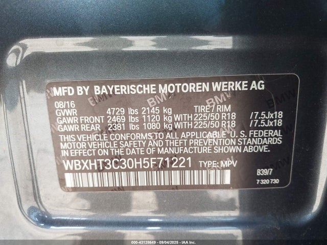 WBXHT3C30H5F71221 BMW X1