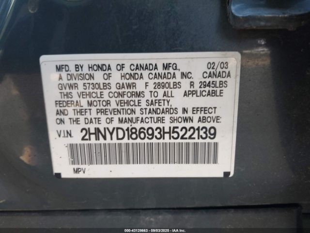 2003 ACURA MDX 2HNYD18693H522139 Photo 8