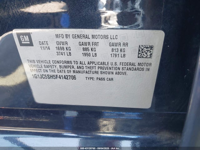 1G1JC5SH5F4142706 Chevrolet luw