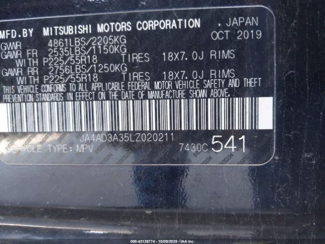 2020 MITSUBISHI OUTLANDER JA4AD3A35LZ020211 Photo 8