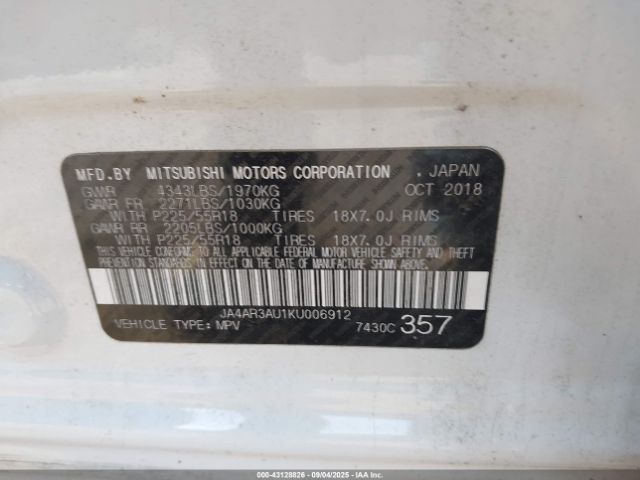 2019 MITSUBISHI OUTLANDER SPORT JA4AR3AU1KU006912 Photo 8