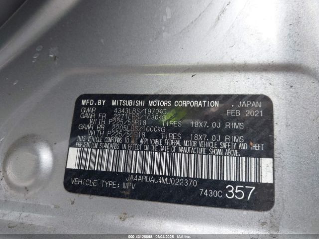 2021 MITSUBISHI OUTLANDER SPORT JA4ARUAU4MU022370 Photo 8