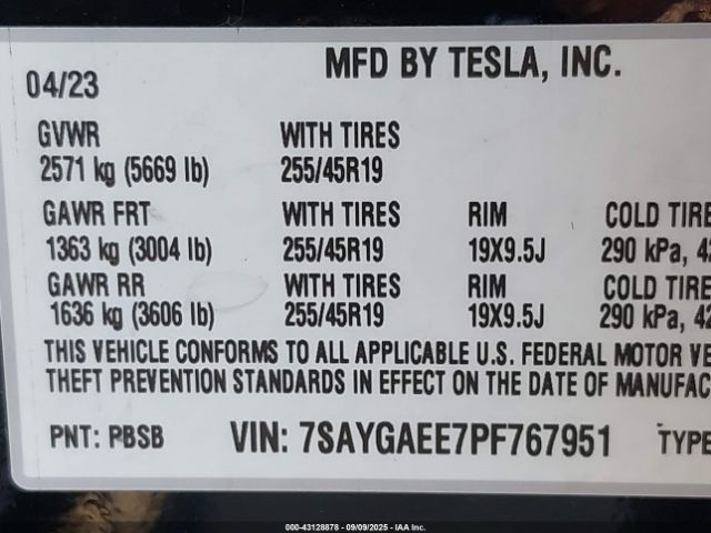 2023 TESLA MODEL Y 7SAYGAEE7PF767951 Photo 8