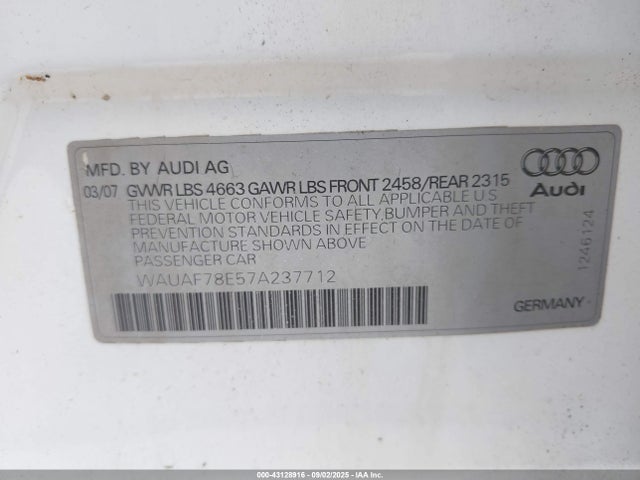 2007 AUDI A4 WAUAF78E57A237712 Photo 8