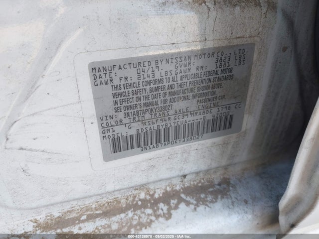3N1AB7AP0KY338027 Nissan 2019