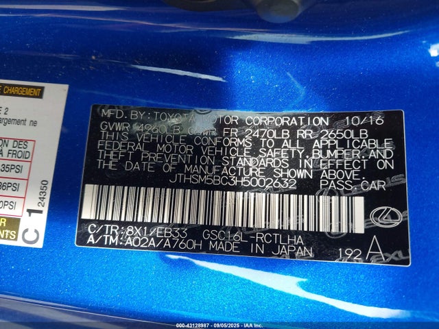JTHSM5BC3H5002632 Lexus 2gr-fse