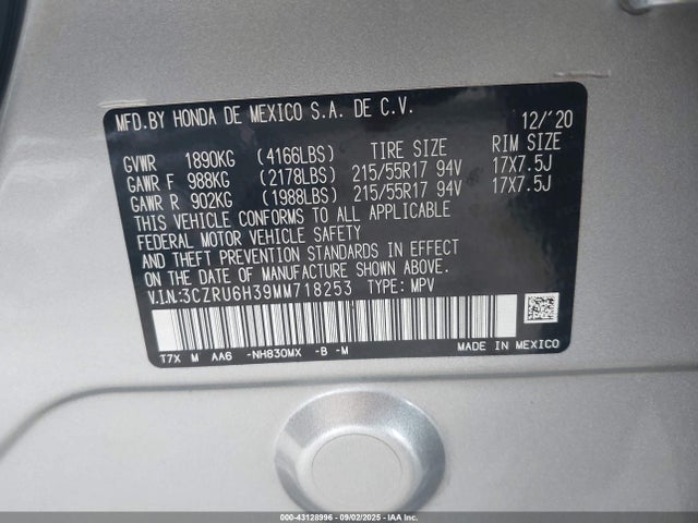 3CZRU6H39MM718253 Honda r18z9