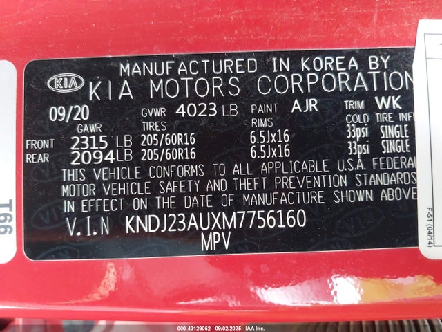 KNDJ23AUXM7756160 KIA mpi nu