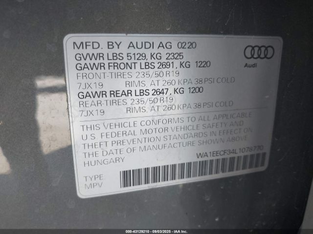 2020 AUDI Q3 WA1EECF34L1078770 Photo 8