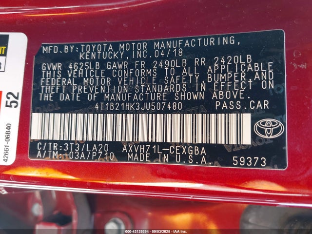 4T1B21HK3JU507480 Toyota a25a-fxs port+direct