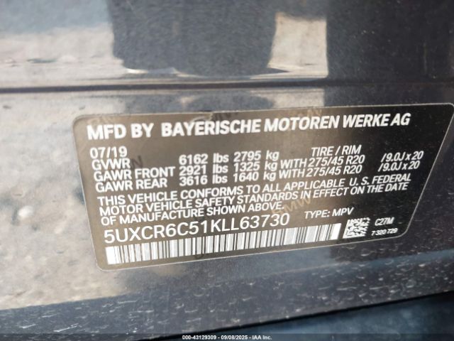 2019 BMW X5 5UXCR6C51KLL63730 Photo 8