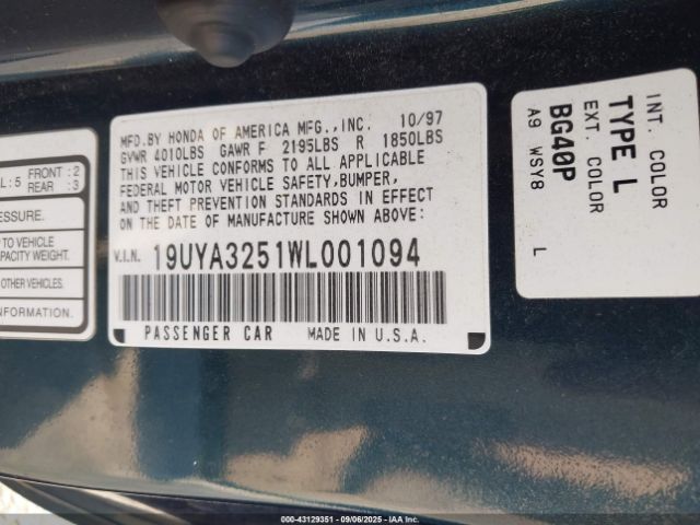 1998 ACURA CL 19UYA3251WL001094 Photo 8