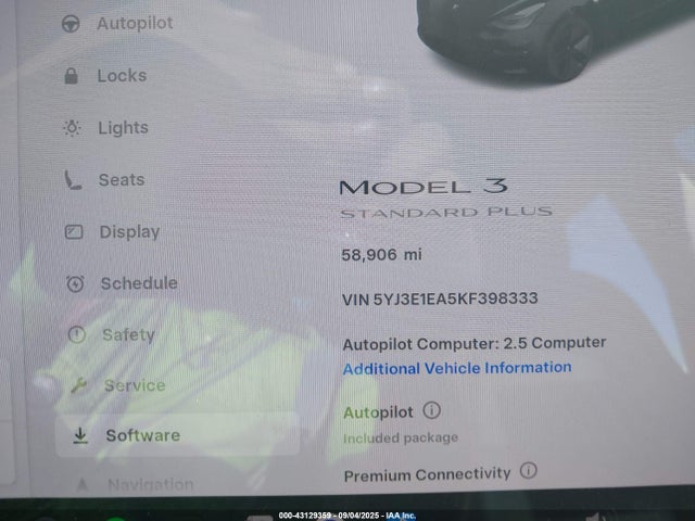 5YJ3E1EA5KF398333 Tesla MODEL 3