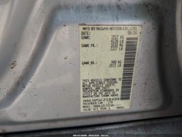 2016 NISSAN ALTIMA 1N4AL3AP1GC258499 Photo 8