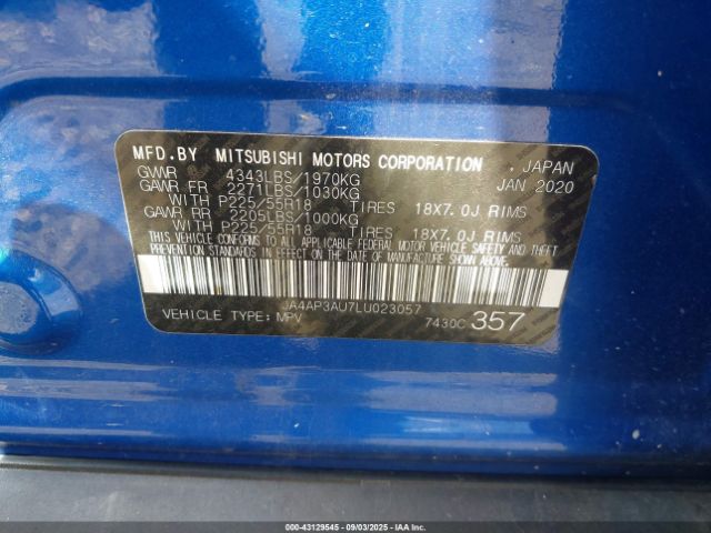 2020 MITSUBISHI OUTLANDER SPORT JA4AP3AU7LU023057 Photo 8