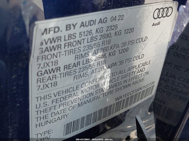 2022 AUDI Q3 WA1EECF3XN1122726 Photo 8