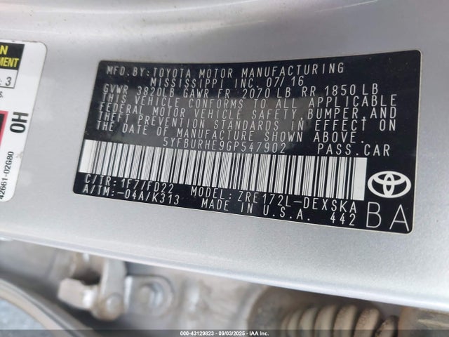 Toyota 2zr-fe 2016 5YFBURHE9GP547902 Image 9