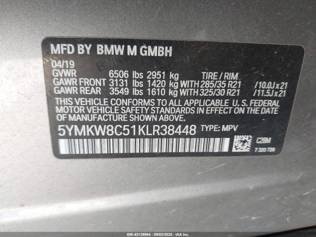 5YMKW8C51KLR38448 BMW X6