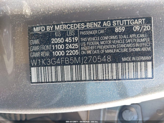 W1K3G4FB5MJ270548 Mercedes-Benz m260