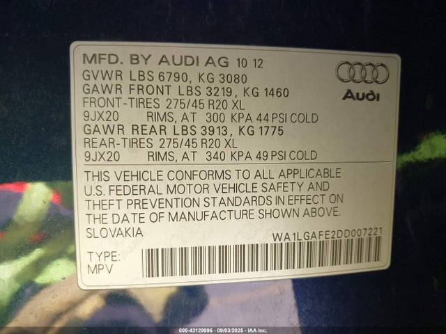 2013 AUDI Q7 WA1LGAFE2DD007221 Photo 8