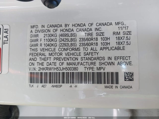 2HKRW1H53JH500380 Honda l15be