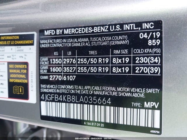 Mercedes-Benz m264 2020 4JGFB4KB8LA035664 Image 9