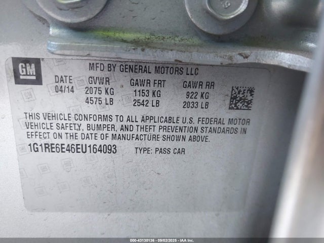 Chevrolet luu - ffv, e-flex, fam 2014 1G1RE6E46EU164093 Image 9