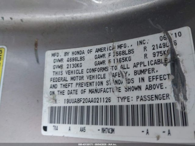 2010 ACURA TL 19UUA8F20AA021126 Photo 8