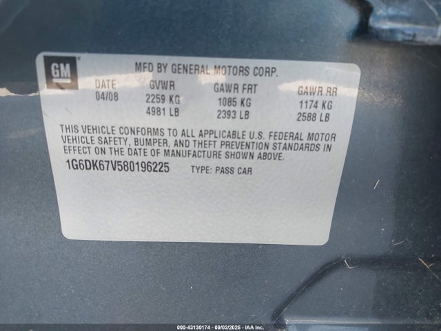 2008 CADILLAC STS 1G6DK67V580196225 Photo 8
