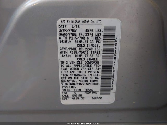 JN8AS5MV7FW255966 Nissan 2015