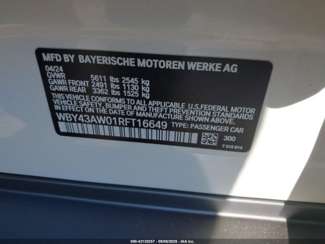 2024 BMW I4 WBY43AW01RFT16649 Photo 8