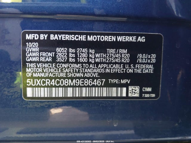 5UXCR4C08M9E86467 BMW X5