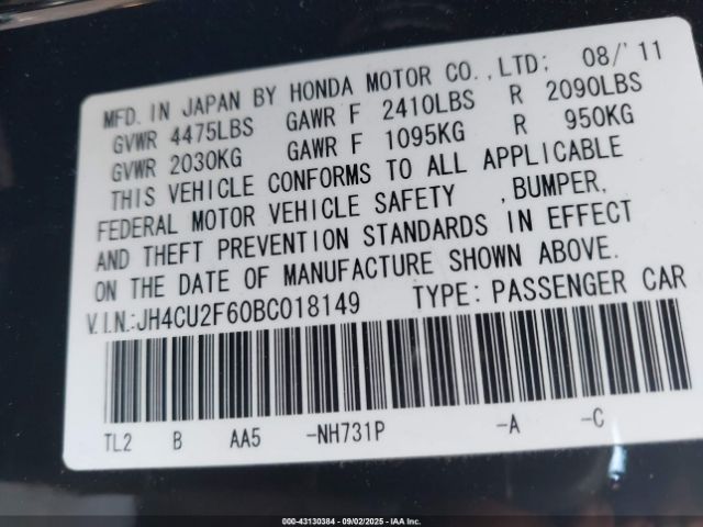 2011 ACURA TSX JH4CU2F60BC018149 Photo 8