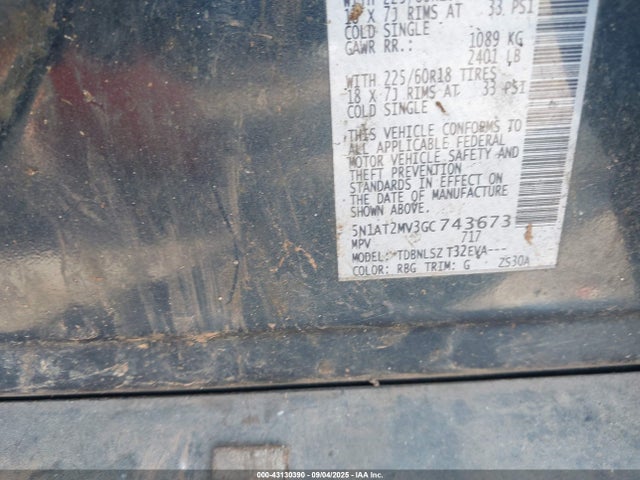 Aukcja sprzedaży 2016 Nissan Rogue Sl, vin: 5N1AT2MV3GC743673, numer aukcji: 43130390