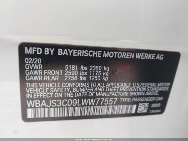 2020 BMW 540I WBAJS3C09LWW77557 Photo 8