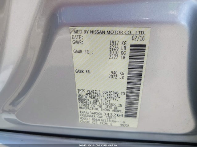 1N4AL3APXGN343264 Nissan 2016