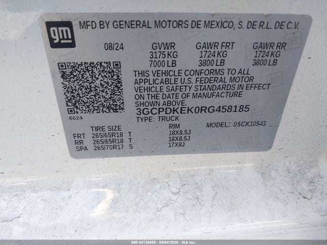 3GCPDKEK0RG458185 Chevrolet Silverado 1500 4wd Short Bed Lt With 2fl
