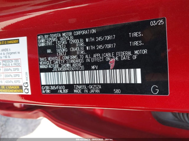 Toyota t24a-fts 2025 JTEVA5BR4S5016120 Image 9