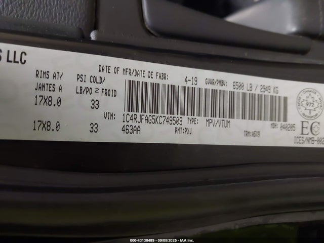 1C4RJFAG5KC749509 Jeep 2019