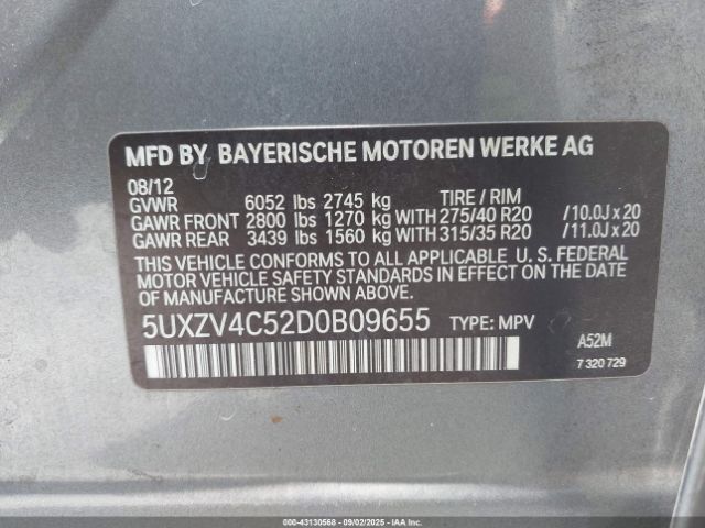 2013 BMW X5 5UXZV4C52D0B09655 Photo 8