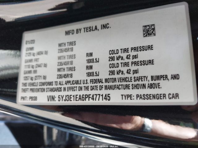 2023 TESLA MODEL 3 5YJ3E1EA6PF477145 Photo 8