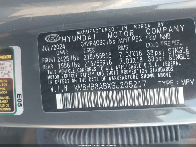 KM8HB3ABXSU205217 Hyundai mpi nu pe