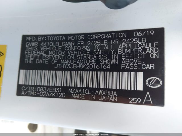 2019 LEXUS UX 200 JTHY3JBH8K2016164 Photo 8