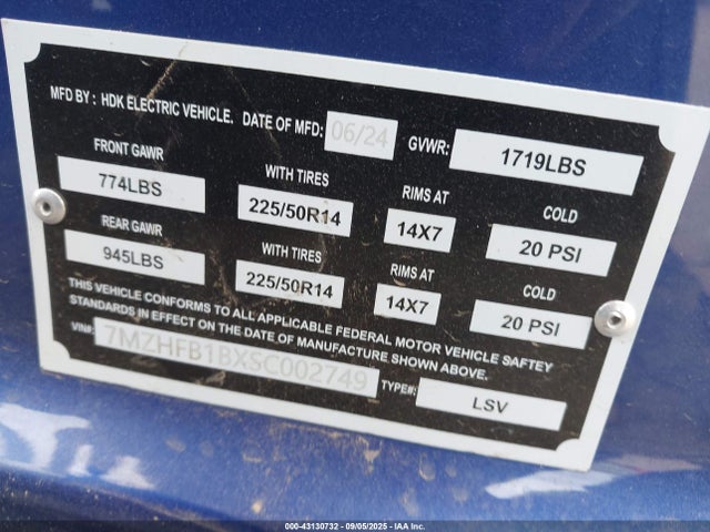 Продажа на аукционе авто 2025 Evolution Hdk Ev Plastic Facto, vin: 7MZHFB1BXSC002749, номер лота: 43130732