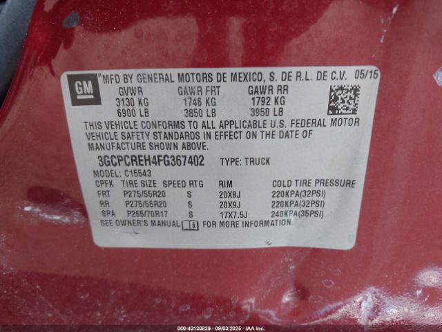 2015 CHEVROLET SILVERADO 1500 3GCPCREH4FG367402 Photo 8